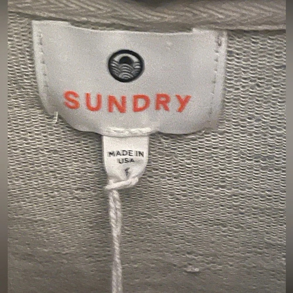 Sundry Diagonal Stripe Hoodie- Heather Grey Size Large - Picture 8 of 10